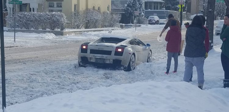 Driver From California Gets Lamborghini Stuck In Colorado Snowstorm