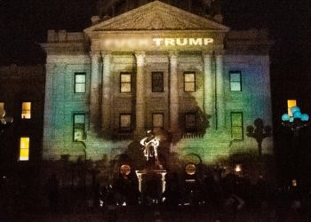 Protesters Project Anti Trump Message On Colorado State Capitol