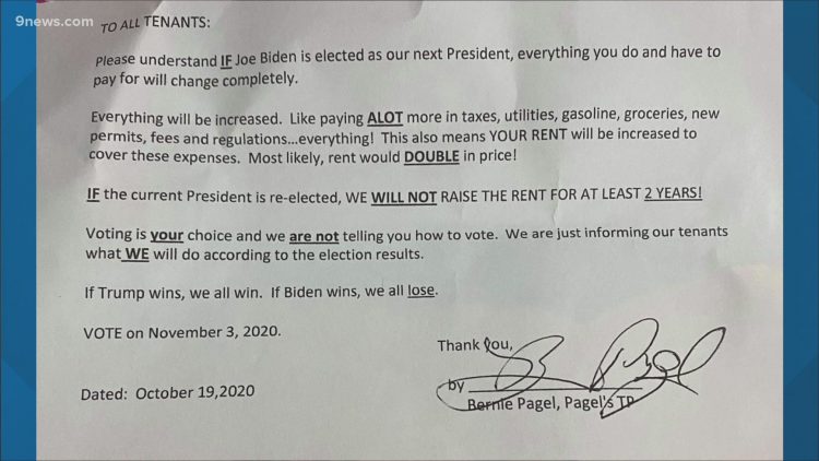 Colorado trailer-park tenants say their landlord threatened to double rent if Biden won