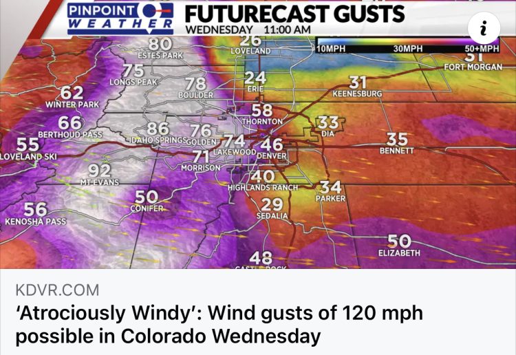 Wind Up to 100 mph is Possible for Wednesday