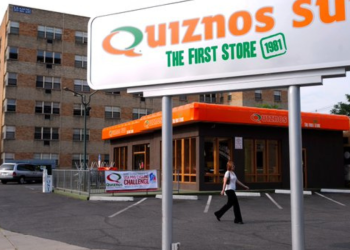 According to notices posted on the restaurant's front door, the owner of the Quiznos restaurant is behind on $12,341 in sales taxes and another $812 in occupational privilege tax. Although the owner is listed as Dominik Mendoza, who owns several Quiznos locations under CF Lifestyles Investments LLC, the closure is temporary.