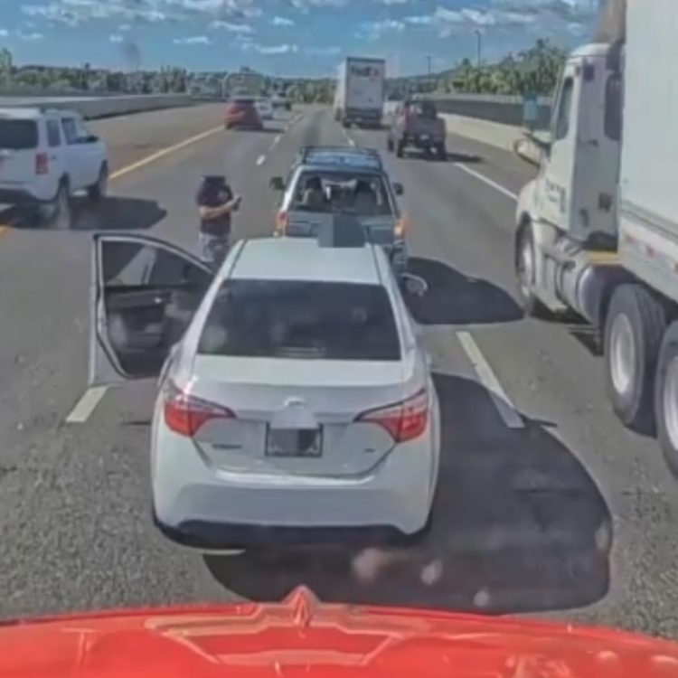 VIDEO Wild Freeway Fight Caught on Camera Ends With Shattered Window and Crowbar
