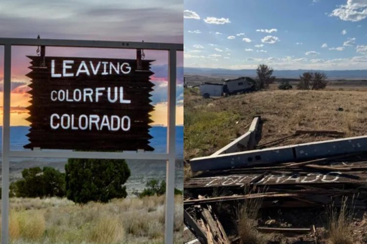 Driver Loses Control on I-70, Destroys ‘Leaving Colorful Colorado’ Landmark